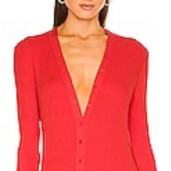 New Enza Costa Blood Orange Silk/Viscose Ribbed Cardigan MidiDress Small Revolve - Picture 3 of 13